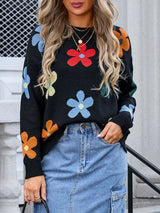 Angel Wings Flower Round Neck Long Sleeve Sweater - V.I.P Digital Presence