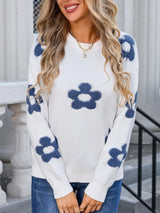 Angel Wings Flower Round Neck Long Sleeve Sweater - V.I.P Digital Presence