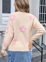 Angel Wings Flower Round Neck Long Sleeve Sweater - V.I.P Digital Presence