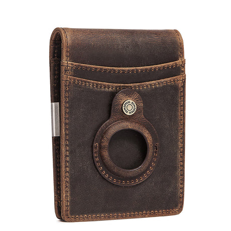 Anti-Magnetic Change Clip Head Layer Cowhide Suitable For Airtag Anti-Lost Device Dollar Clip Leather Men's Wallet - V.I.P Digital Presence