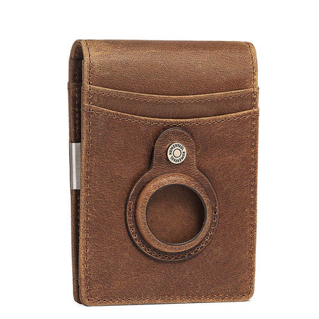 Anti-Magnetic Change Clip Head Layer Cowhide Suitable For Airtag Anti-Lost Device Dollar Clip Leather Men's Wallet - V.I.P Digital Presence