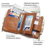 Anti-Theft Brush Double Zipper Leather Wallet Multi Card Slot Men's Wallet Crazy Horse Leather Coin Purse - V.I.P Digital Presence
