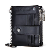 Anti-Theft Brush Double Zipper Leather Wallet Multi Card Slot Men's Wallet Crazy Horse Leather Coin Purse - V.I.P Digital Presence