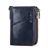 Anti-Theft Brush RFID Genuine Leather Men's Wallet Multifunctional Double Zipper Vertical Wallet Fashion Casual Coin Purse - V.I.P Digital Presence