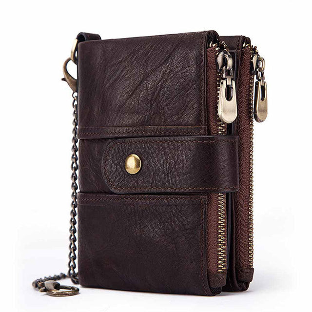 Anti-Theft Brush Wallet Leather Bag Multi-Function Buckle Zipper Retro Crazy Horse Cowhide Men's Bag Casual Coin Purse - V.I.P Digital Presence