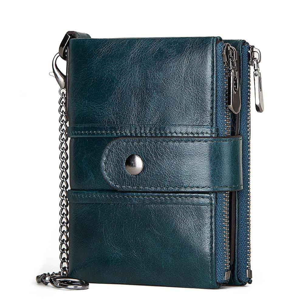 Anti-Theft Brush Wallet Leather Bag Multi-Function Buckle Zipper Retro Crazy Horse Cowhide Men's Bag Casual Coin Purse - V.I.P Digital Presence