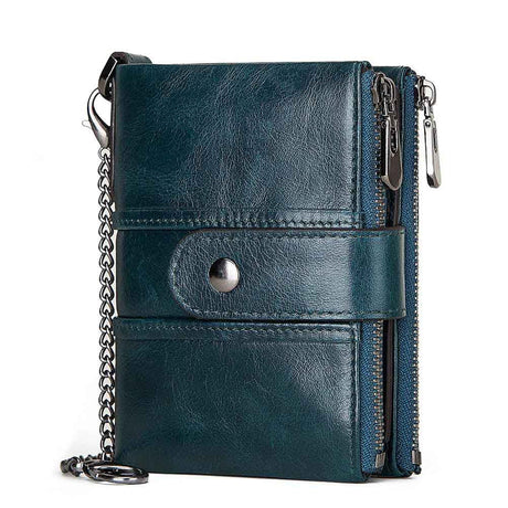 Anti-Theft Brush Wallet Leather Bag Multi-Function Buckle Zipper Retro Crazy Horse Cowhide Men's Bag Casual Coin Purse - V.I.P Digital Presence