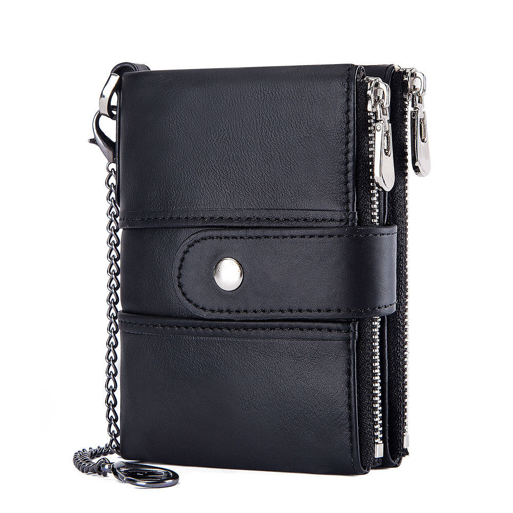 Anti-Theft Brush Wallet Leather Bag Multi-Function Buckle Zipper Retro Crazy Horse Cowhide Men's Bag Casual Coin Purse - V.I.P Digital Presence