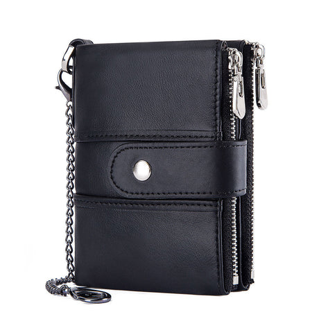 Anti-Theft Brush Wallet Leather Bag Multi-Function Buckle Zipper Retro Crazy Horse Cowhide Men's Bag Casual Coin Purse - V.I.P Digital Presence