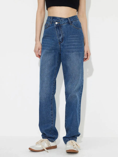 Asymmetric Waist Jeans with Pockets - V.I.P Digital Presence