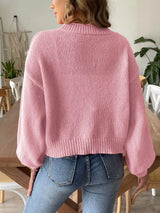Autumn and winter lantern sleeve simple casual sweater jacket - V.I.P Digital Presence