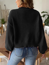 Autumn and winter lantern sleeve simple casual sweater jacket - V.I.P Digital Presence