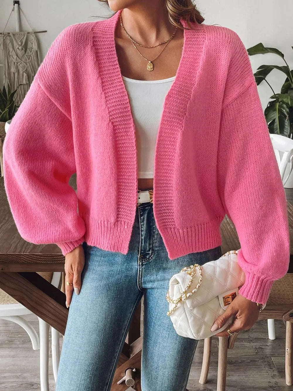 Autumn and winter lantern sleeve simple casual sweater jacket - V.I.P Digital Presence