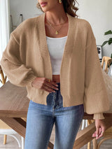 Autumn and winter lantern sleeve simple casual sweater jacket - V.I.P Digital Presence