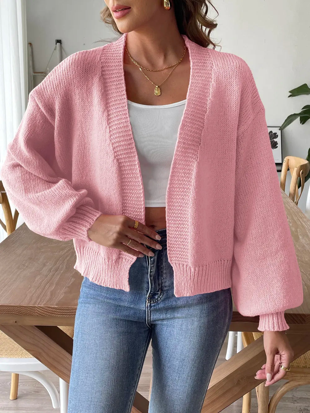 Autumn and winter lantern sleeve simple casual sweater jacket - V.I.P Digital Presence
