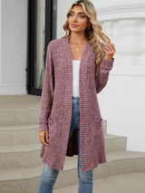 Autumn and winter long color long sleeved loose pocket cardigan jacket for women - V.I.P Digital Presence