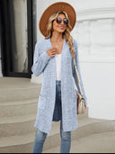 Autumn and winter long color long sleeved loose pocket cardigan jacket for women - V.I.P Digital Presence