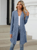 Autumn and winter long color long sleeved loose pocket cardigan jacket for women - V.I.P Digital Presence
