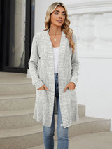 Autumn and winter long color long sleeved loose pocket cardigan jacket for women - V.I.P Digital Presence