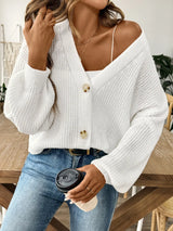 Autumn and winter new minimalist short button jacket sweater cardigan - V.I.P Digital Presence