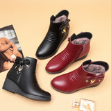 Autumn and Winter New Mom Cotton Shoes Women's Slope Heel Thick Bottom with Velvet Short Boots Anti slip and Warm Middle aged and Elderly Women's Boots - V.I.P Digital Presence