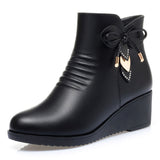Autumn and Winter New Mom Cotton Shoes Women's Slope Heel Thick Bottom with Velvet Short Boots Anti slip and Warm Middle aged and Elderly Women's Boots - V.I.P Digital Presence