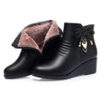 Autumn and Winter New Mom Cotton Shoes Women's Slope Heel Thick Bottom with Velvet Short Boots Anti slip and Warm Middle aged and Elderly Women's Boots - V.I.P Digital Presence