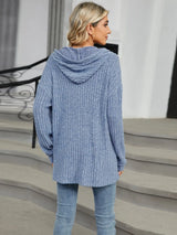 Autumn and winter new solid color hooded button loose long sleeved top - V.I.P Digital Presence