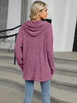 Autumn and winter new solid color hooded button loose long sleeved top - V.I.P Digital Presence