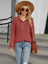 Autumn and winter new solid color hooded button loose long sleeved top - V.I.P Digital Presence