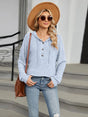 Autumn and winter new solid color hooded button loose long sleeved top - V.I.P Digital Presence