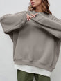 Autumn and winter new solid color round neck loose pullover sweatshirt long sleeved fleece sweater for women - V.I.P Digital Presence