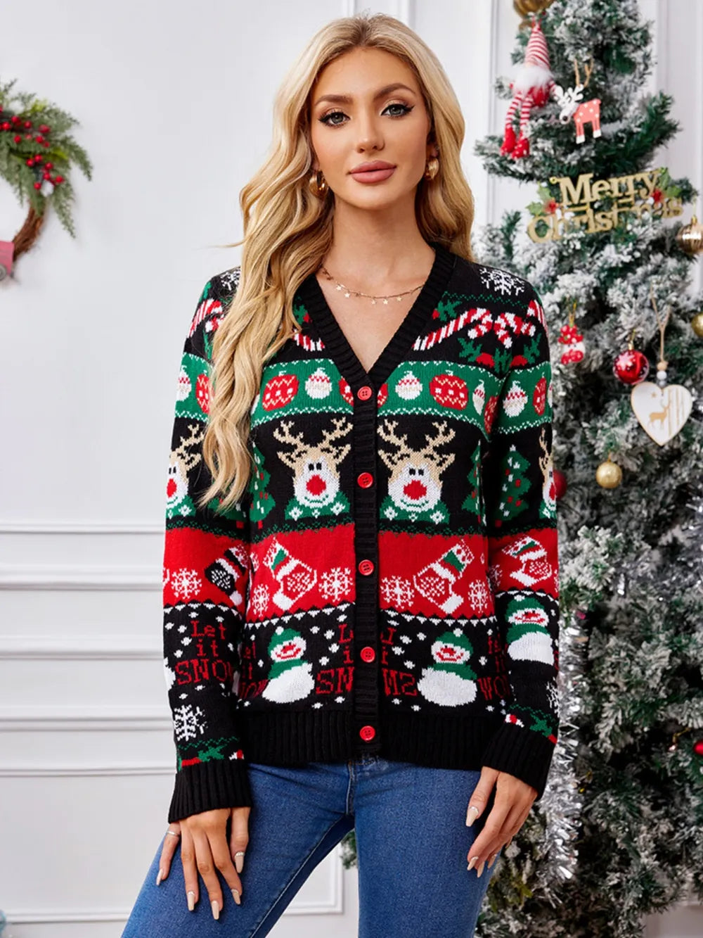 Autumn and winter new sweater jacket women's casual long sleeved Christmas sweater - V.I.P Digital Presence