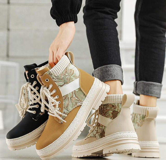 Autumn canvas high top shoes men's casual motorcycle short boots workwear boots hiking Martin boots board shoes - V.I.P Digital Presence