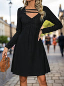 Autumn dress long sleeved pit stripe solid color knitted skirt - V.I.P Digital Presence