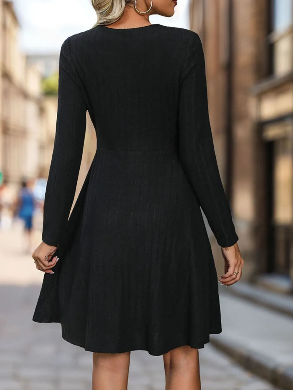 Autumn dress long sleeved pit stripe solid color knitted skirt - V.I.P Digital Presence