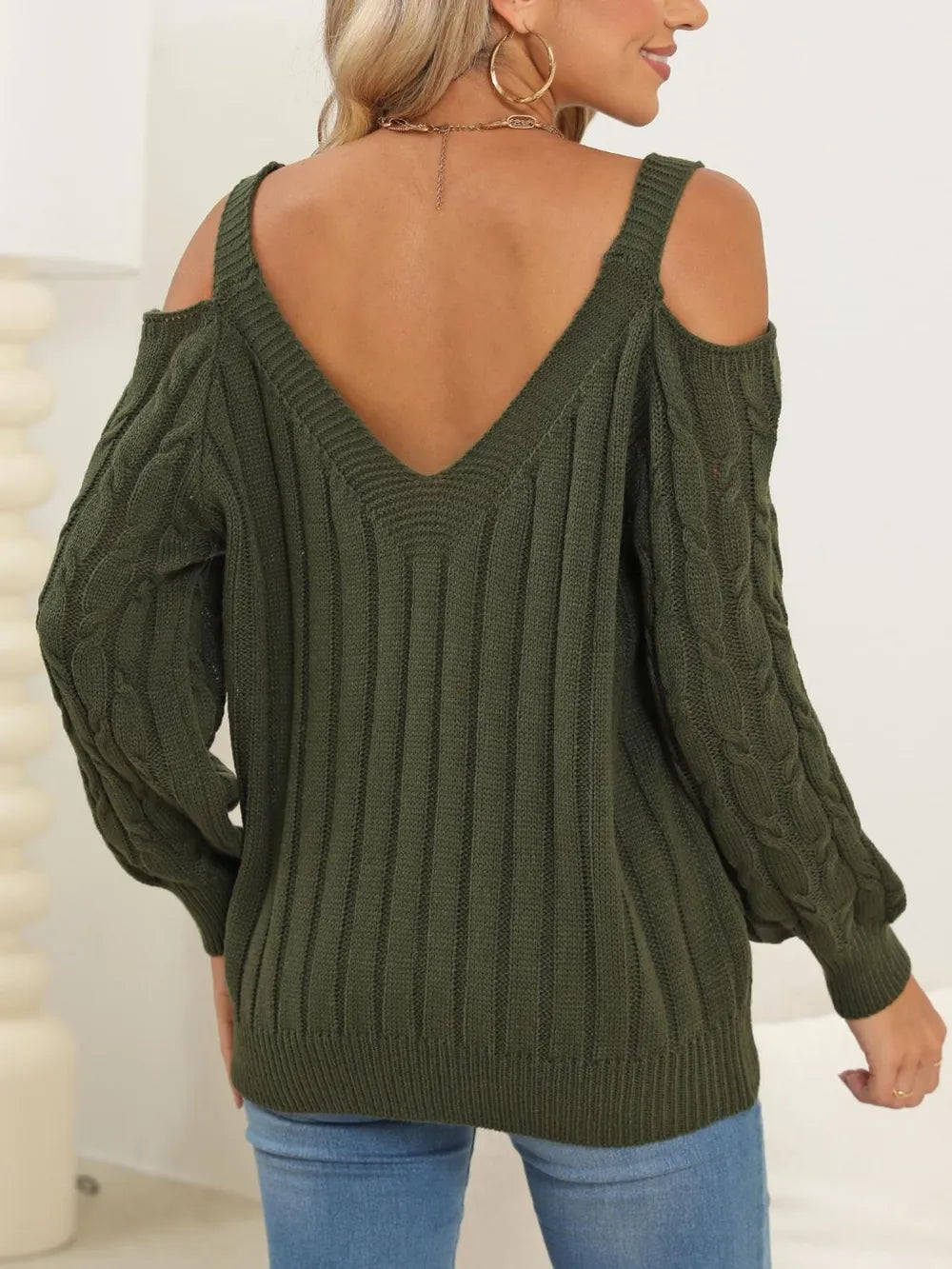 Autumn/Winter Top Deep V Sexy Off Shoulder Loose Hooded Sweater for Women - V.I.P Digital Presence