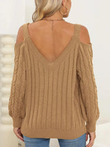 Autumn/Winter Top Deep V Sexy Off Shoulder Loose Hooded Sweater for Women - V.I.P Digital Presence