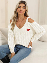 Autumn/Winter Top Deep V Sexy Off Shoulder Loose Hooded Sweater for Women - V.I.P Digital Presence