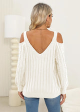 Autumn/Winter Top Deep V Sexy Off Shoulder Loose Hooded Sweater for Women - V.I.P Digital Presence