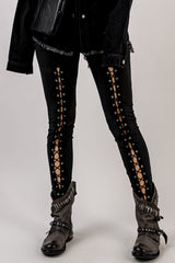 Black Grommet Lace Up Front Leggings - V.I.P Digital Presence