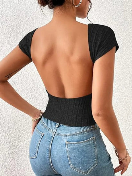 Backless Short Sleeve T-Shirt - V.I.P Digital Presence
