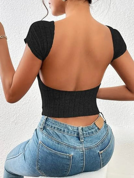 Backless Short Sleeve T-Shirt - V.I.P Digital Presence