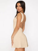 Backless Wide Strap Mini Dress - V.I.P Digital Presence