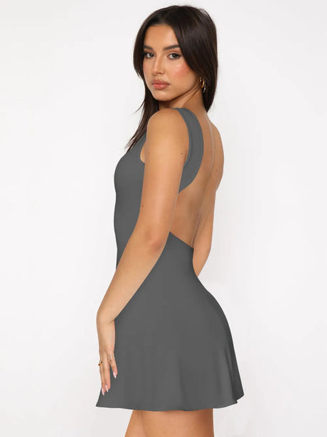 Backless Wide Strap Mini Dress - V.I.P Digital Presence