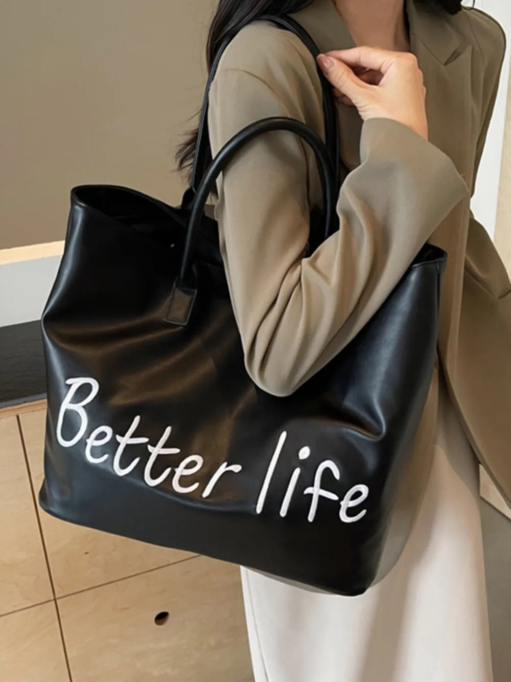 BETTER LIFE PU Leather Tote Bag - V.I.P Digital Presence