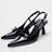 Black patent leather bow with pointed tip thin heel and a shallow strap for women's sandals - V.I.P Digital Presence