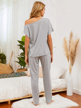 Boat Neck Top and Pants Lounge Set - V.I.P Digital Presence
