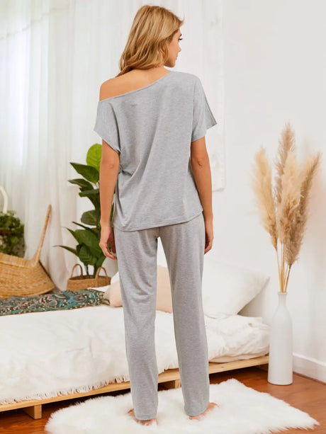 Boat Neck Top and Pants Lounge Set - V.I.P Digital Presence