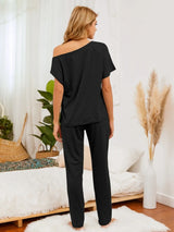 Boat Neck Top and Pants Lounge Set - V.I.P Digital Presence